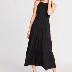 Old Navy Black Tiered High Neck Maxi Dress, Large